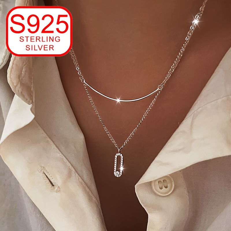 925 Silver Double Layer Collarbone Necklace